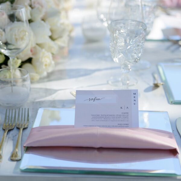 white decoration with pink accents for mexican wedding
