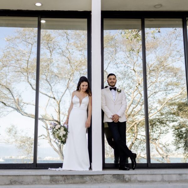 bride and groom photo session in white background